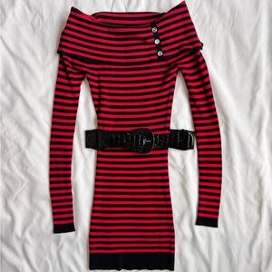 Y2K Candie's Red and Black Striped pencil mini dress